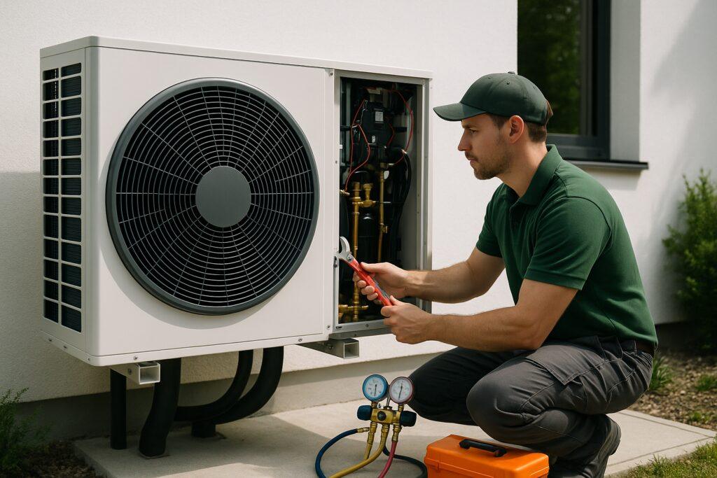 Moderne Wärmepumpe für klimaneutrales Heizen