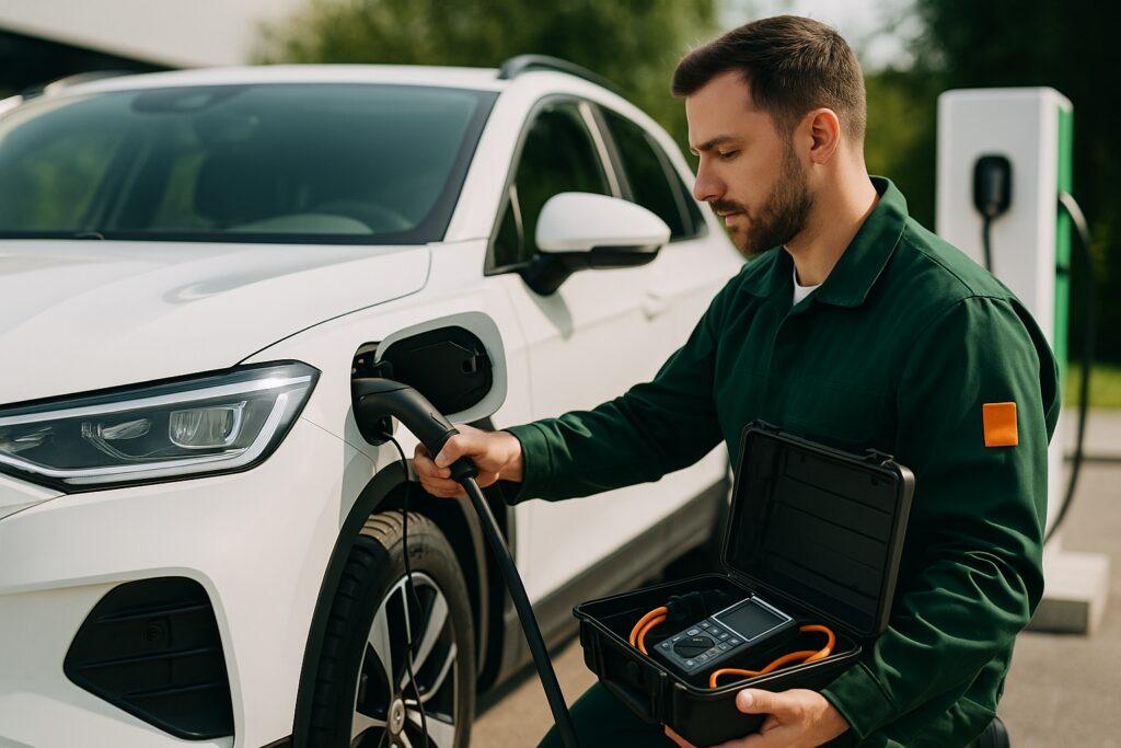 Moderne Ladestation für Elektrofahrzeuge mit intelligentem Lastmanagement